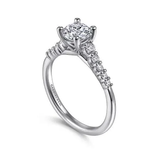 Reed 14K White Gold Round Diamond Engagement Ring Setting Only GABRIEL CO Rings