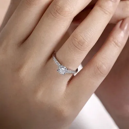 Reed 14K White Gold Round Diamond Engagement Ring Setting Only GABRIEL CO Rings