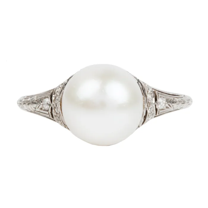Rings Art Deco Era Pearl Ring Bell Bird Antiques