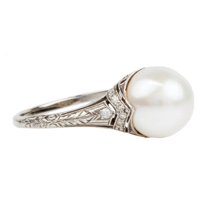 Rings Art Deco Era Pearl Ring Bell Bird Antiques