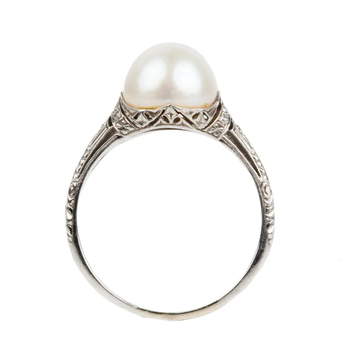 Rings Art Deco Era Pearl Ring Bell Bird Antiques