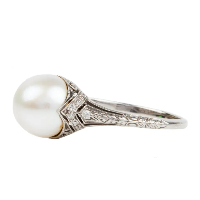 Rings Art Deco Era Pearl Ring Bell Bird Antiques