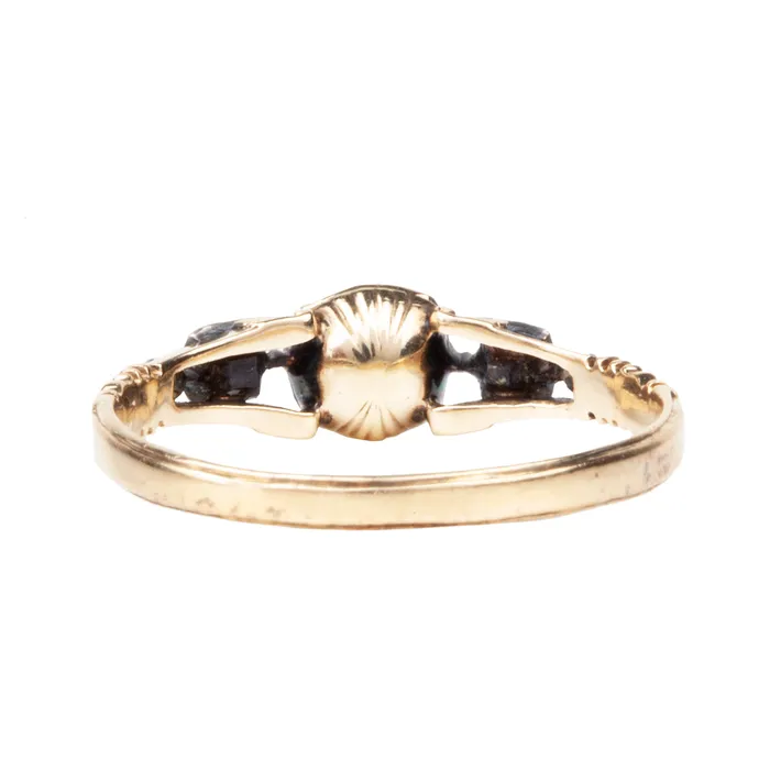 Rings Bell Bird Antiques Georgian Era Rose Cut Diamond Three Stone Ring