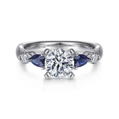 Rings Carrie 14K White Gold Round Five Stone Sapphire and Diamond Engagement Ring Setting Only GABRIEL CO Rings Carrie 14K White Gold Round Five Stone Sapphire and Diamond Engagement Ring Setting Only GABRIEL CO