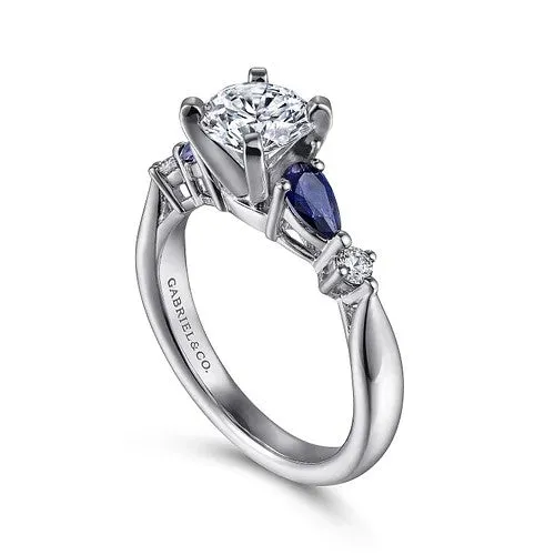 Rings Carrie 14K White Gold Round Five Stone Sapphire and Diamond Engagement Ring Setting Only GABRIEL CO Rings Carrie 14K White Gold Round Five Stone Sapphire and Diamond Engagement Ring Setting Only GABRIEL CO