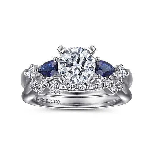 Rings Carrie 14K White Gold Round Five Stone Sapphire and Diamond Engagement Ring Setting Only GABRIEL CO Rings Carrie 14K White Gold Round Five Stone Sapphire and Diamond Engagement Ring Setting Only GABRIEL CO