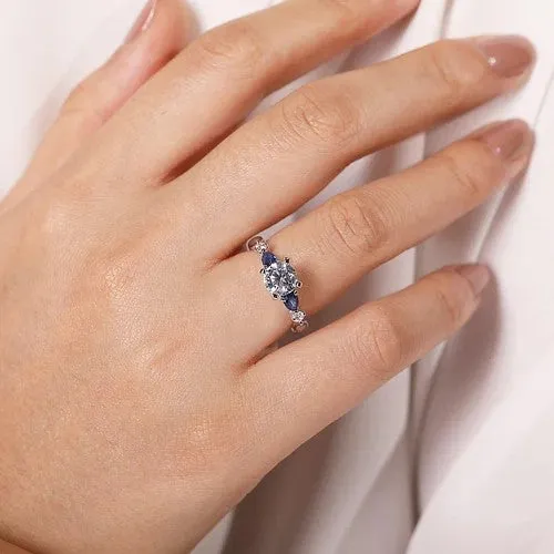 Rings Carrie 14K White Gold Round Five Stone Sapphire and Diamond Engagement Ring Setting Only GABRIEL CO Rings Carrie 14K White Gold Round Five Stone Sapphire and Diamond Engagement Ring Setting Only GABRIEL CO