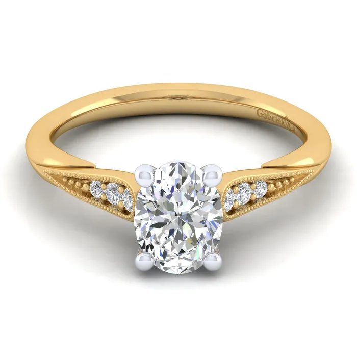 Rings GABRIEL CO 14K WhiteYellow Gold Oval Diamond Engagement Ring Setting Only Rings GABRIEL CO 14K WhiteYellow Gold Oval Diamond Engagement Ring Setting Only