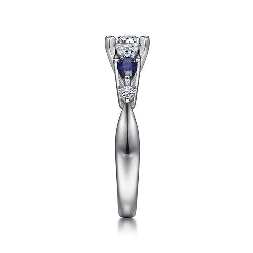 Rings GABRIEL CO Carrie 14K White Gold Round Five Stone Sapphire and Diamond Engagement Ring Setting Only Rings GABRIEL CO Carrie 14K White Gold Round Five Stone Sapphire and Diamond Engagement Ring Setting Only