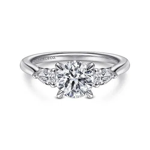 Rings GABRIEL CO Sunday 14K White Gold Round 3 Stone Diamond Engagement Ring Setting Only Rings GABRIEL CO Sunday 14K White Gold Round 3 Stone Diamond Engagement Ring Setting Only