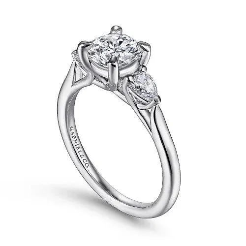 Rings GABRIEL CO Sunday 14K White Gold Round 3 Stone Diamond Engagement Ring Setting Only Rings GABRIEL CO Sunday 14K White Gold Round 3 Stone Diamond Engagement Ring Setting Only