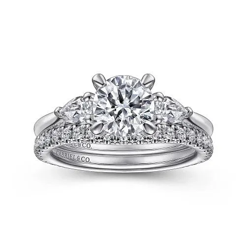 Rings GABRIEL CO Sunday 14K White Gold Round 3 Stone Diamond Engagement Ring Setting Only Rings GABRIEL CO Sunday 14K White Gold Round 3 Stone Diamond Engagement Ring Setting Only