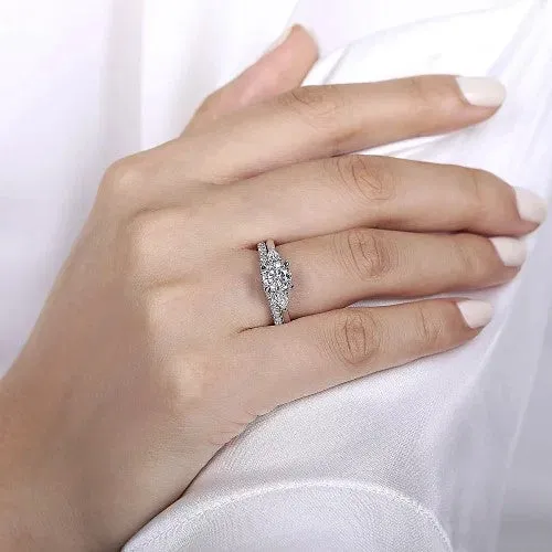 Rings GABRIEL CO Sunday 14K White Gold Round 3 Stone Diamond Engagement Ring Setting Only Rings GABRIEL CO Sunday 14K White Gold Round 3 Stone Diamond Engagement Ring Setting Only