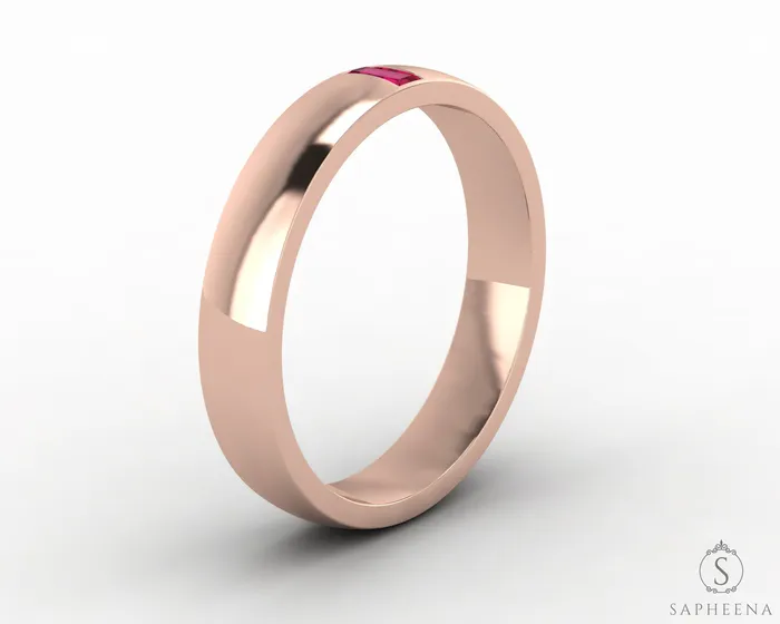 Rings Sapheena Jewelry Mariana 35mm Mens Ruby Baguette Wedding Band