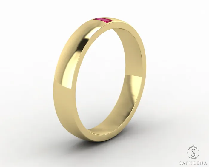 Rings Sapheena Jewelry Mariana 35mm Mens Ruby Baguette Wedding Band