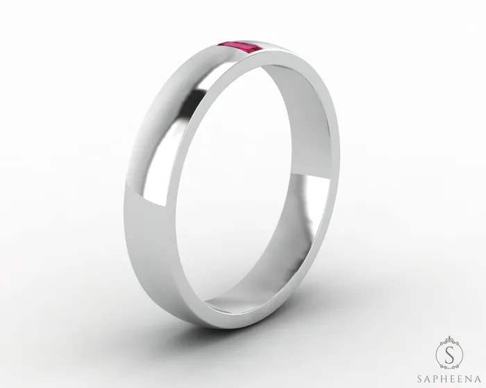 Rings Sapheena Jewelry Mariana 35mm Mens Ruby Baguette Wedding Band