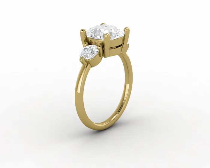 Sapheena Jewelry Rings Orion Three Stone 225 Ct Cushion Cut Engagement Ring