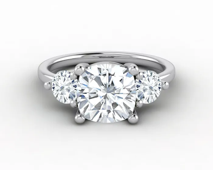 Sapheena Jewelry Rings Orion Three Stone 225 Ct Cushion Cut Engagement Ring