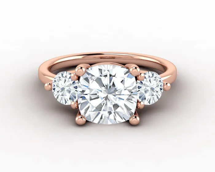 Sapheena Jewelry Rings Orion Three Stone 225 Ct Cushion Cut Engagement Ring