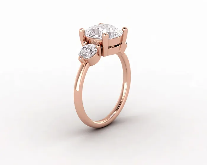 Sapheena Jewelry Rings Orion Three Stone 225 Ct Cushion Cut Engagement Ring