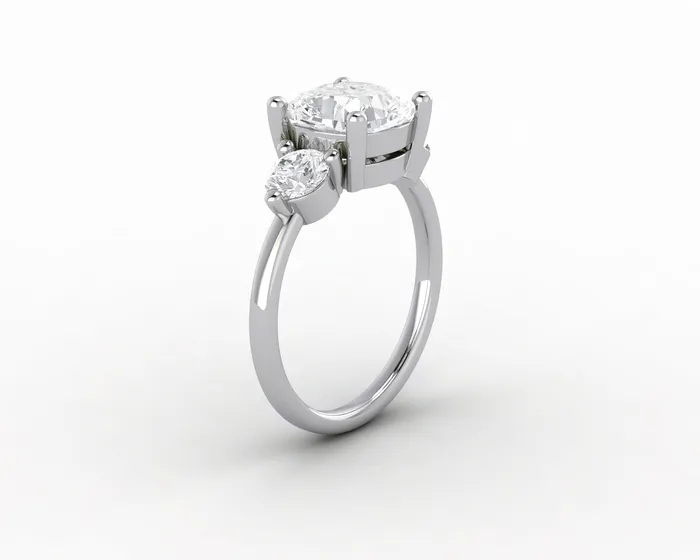 Sapheena Jewelry Rings Orion Three Stone 225 Ct Cushion Cut Engagement Ring