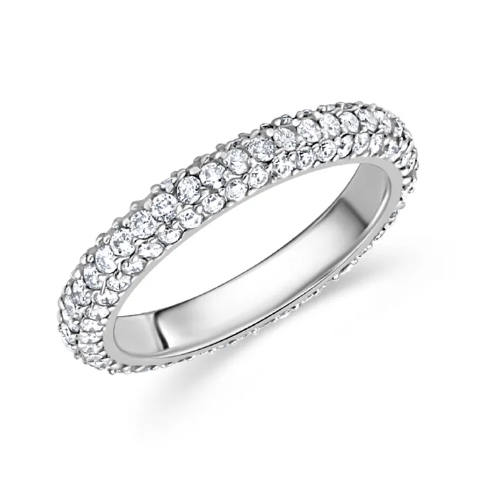 Three Row Diamond Pav Eternity Band 194tw Polachecks Collection Rings