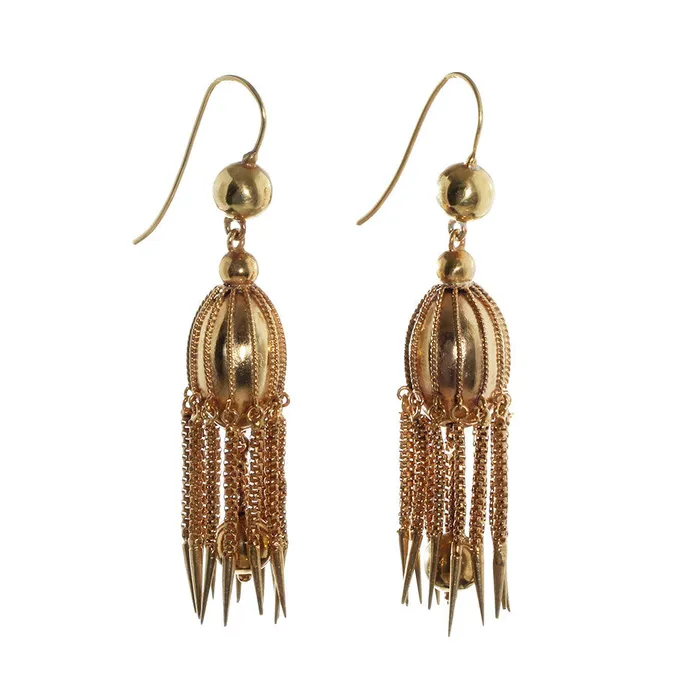 Victorian Era Jelly Fish Earring Bell Bird Antiques Earrings