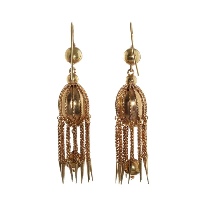Victorian Era Jelly Fish Earring Bell Bird Antiques Earrings