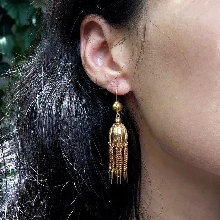 Victorian Era Jelly Fish Earring Bell Bird Antiques Earrings