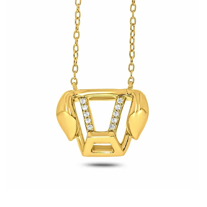 005 CT TW Natural Diamond Abstract Puppy Head Necklace in Sterling Silver with 14K Gold Plate Goldia Necklaces 005 CT TW Natural Diamond Abstract Puppy Head Necklace in Sterling Silver with 14K Gold Plate Goldia Necklaces