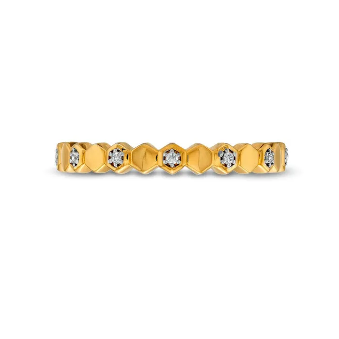 005 CT TW Natural Diamond Alternating Honeycomb Ring in Solid 10K Yellow Gold Goldia Rings 005 CT TW Natural Diamond Alternating Honeycomb Ring in Solid 10K Yellow Gold Goldia Rings