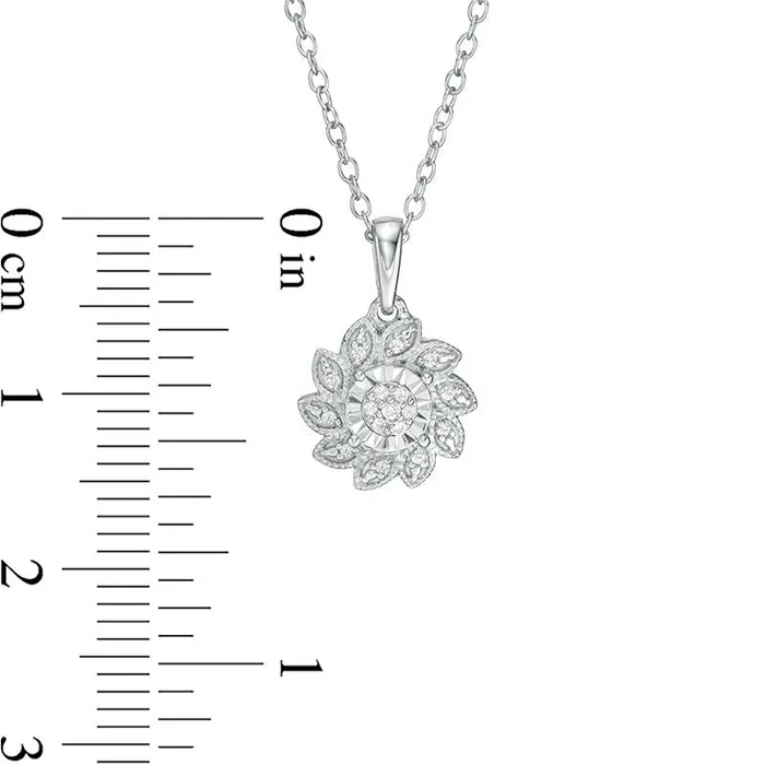 005 CT TW Natural Diamond Flower Antique VintageStyle Pendant in Sterling Silver Goldia Necklaces 005 CT TW Natural Diamond Flower Antique VintageStyle Pendant in Sterling Silver Goldia Necklaces