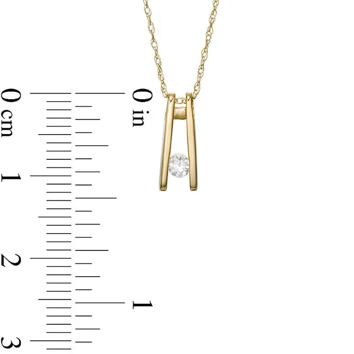 007 CT Natural Clarity Enhanced Solitaire Ladder Pendant in 10K Yellow Gold Goldia Necklaces 007 CT Natural Clarity Enhanced Solitaire Ladder Pendant in 10K Yellow Gold Goldia Necklaces