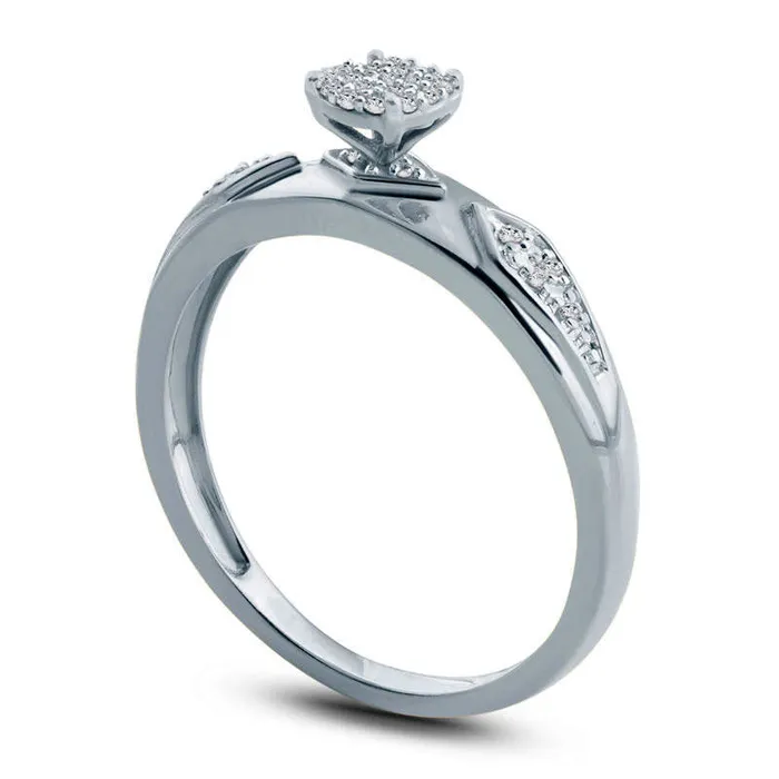007 CT TW Composite Natural Diamond Retro Geometric Engagement Ring in Solid 10K White Gold Goldia Rings 007 CT TW Composite Natural Diamond Retro Geometric Engagement Ring in Solid 10K White Gold Goldia Rings