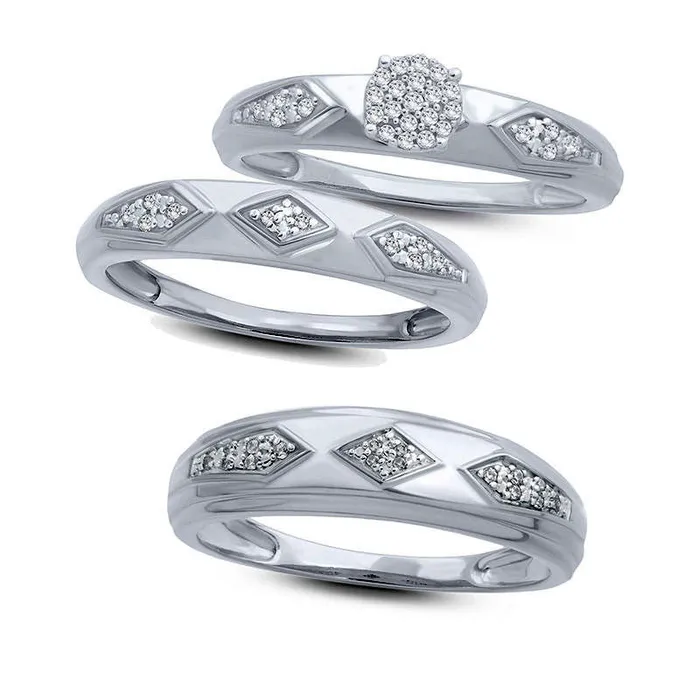007 CT TW Composite Natural Diamond Retro Geometric Engagement Ring in Solid 10K White Gold Goldia Rings 007 CT TW Composite Natural Diamond Retro Geometric Engagement Ring in Solid 10K White Gold Goldia Rings