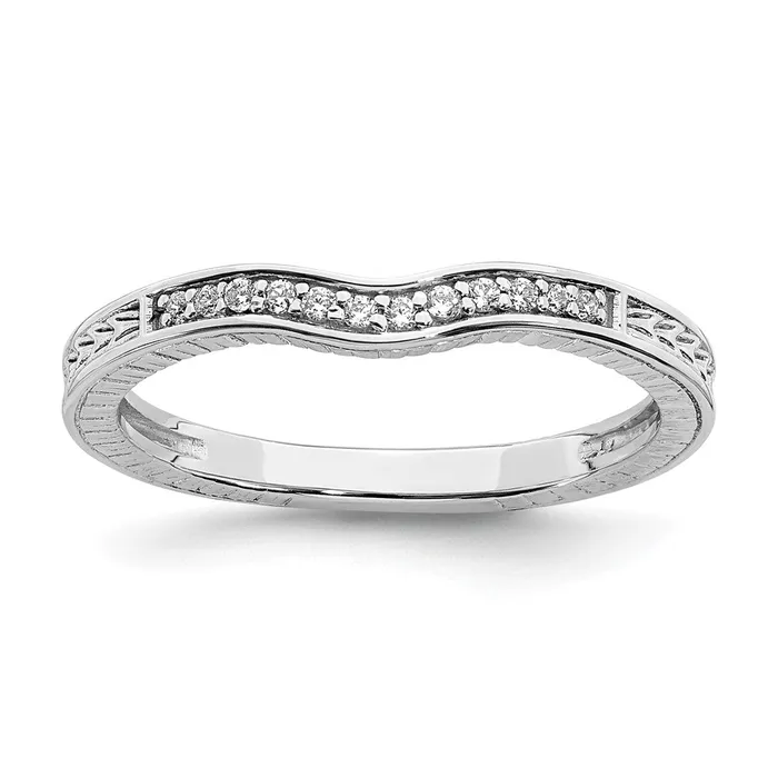 007ct CZ Solid Real 14k White Gold Contoured Wedding Band Ring Goldia Rings 007ct CZ Solid Real 14k White Gold Contoured Wedding Band Ring Goldia Rings