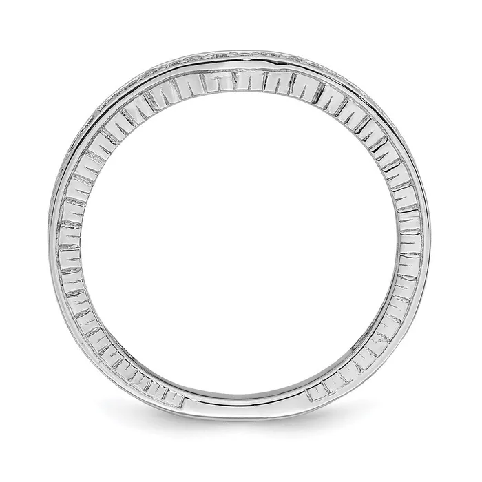 007ct CZ Solid Real 14k White Gold Contoured Wedding Band Ring Goldia Rings