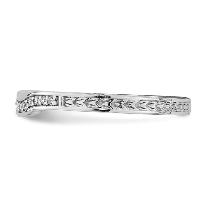 007ct CZ Solid Real 14k White Gold Contoured Wedding Band Ring Goldia Rings