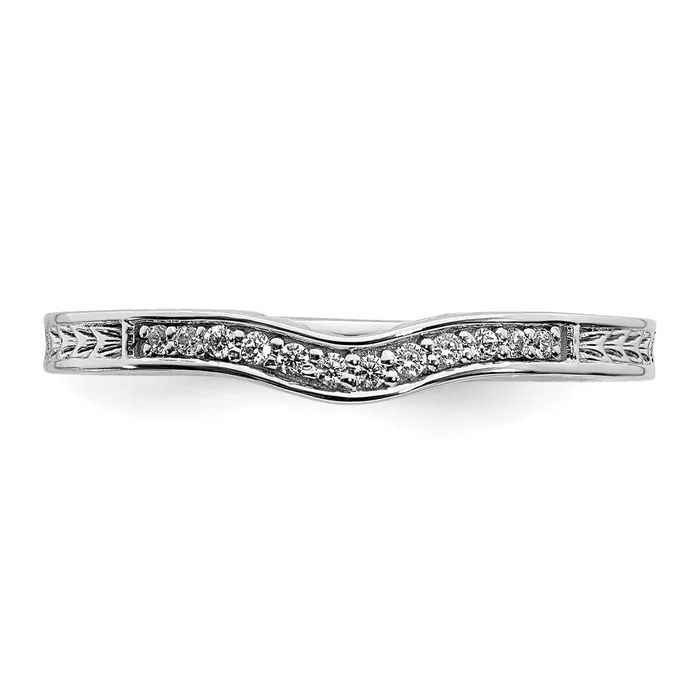 007ct CZ Solid Real 14k White Gold Contoured Wedding Band Ring Goldia Rings
