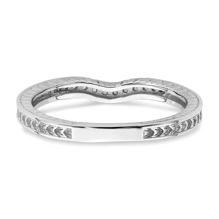 007ct CZ Solid Real 14k White Gold Contoured Wedding Band Ring Goldia Rings