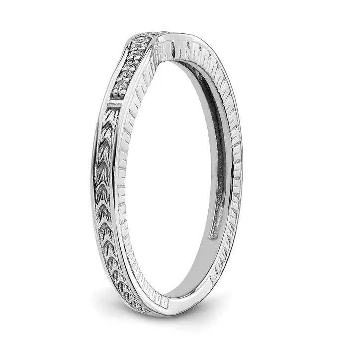 007ct CZ Solid Real 14k White Gold Contoured Wedding Band Ring Goldia Rings