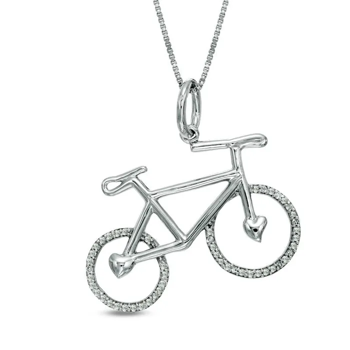 013 CT TW Natural Diamond Bicycle Pendant in Sterling Silver Goldia Necklaces 013 CT TW Natural Diamond Bicycle Pendant in Sterling Silver Goldia Necklaces