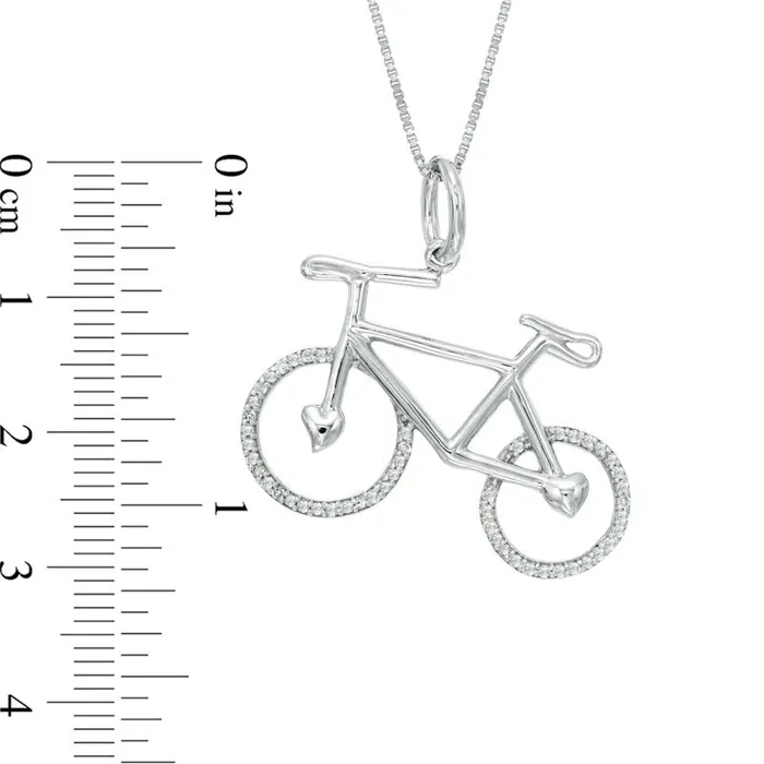 013 CT TW Natural Diamond Bicycle Pendant in Sterling Silver Goldia Necklaces 013 CT TW Natural Diamond Bicycle Pendant in Sterling Silver Goldia Necklaces