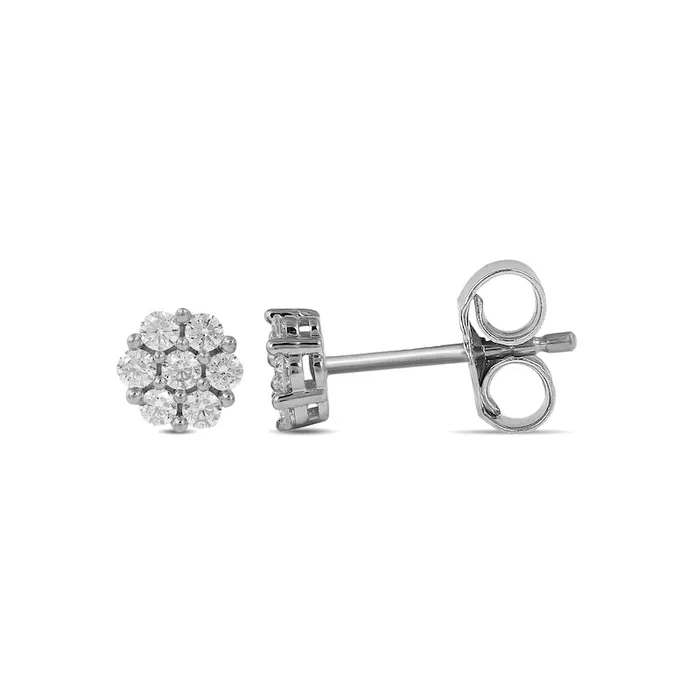 02 CT TW Composite Diamond Flower Stud Earrings in 10K White Gold Goldia Earrings 02 CT TW Composite Diamond Flower Stud Earrings in 10K White Gold Goldia Earrings