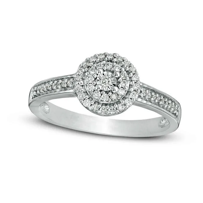 020 CT TW Natural Diamond Double Frame Promise Ring in Sterling Silver Goldia Rings 020 CT TW Natural Diamond Double Frame Promise Ring in Sterling Silver Goldia Rings