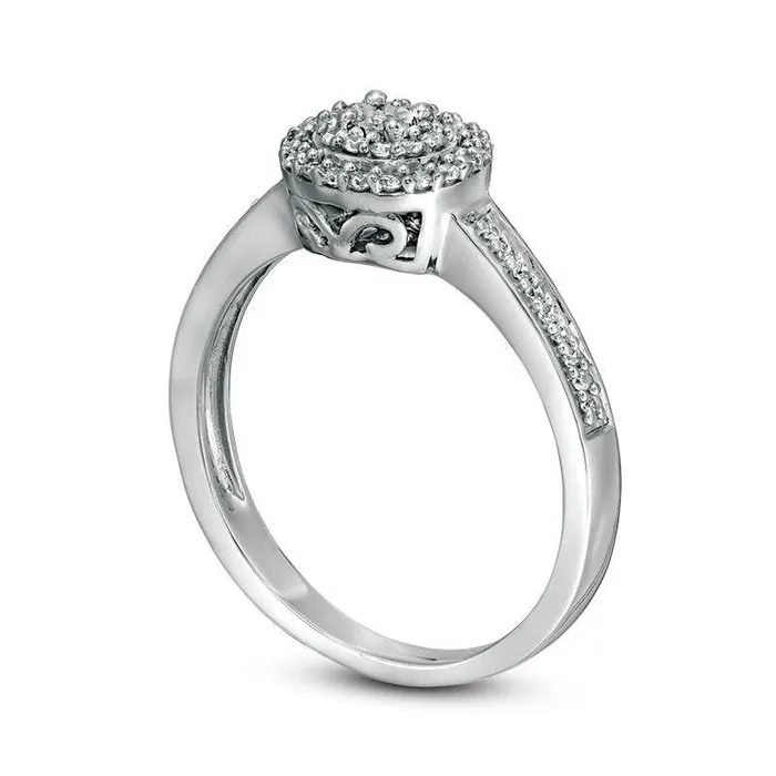 020 CT TW Natural Diamond Double Frame Promise Ring in Sterling Silver Goldia Rings 020 CT TW Natural Diamond Double Frame Promise Ring in Sterling Silver Goldia Rings