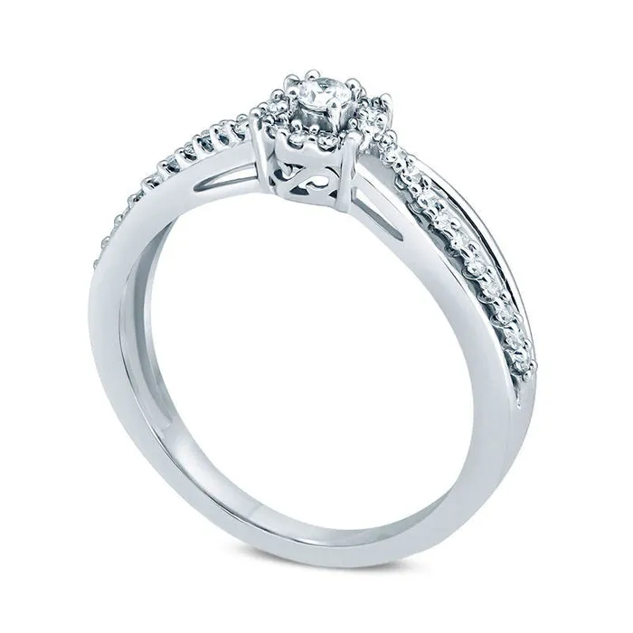 025 CT TW Natural Diamond Frame Split Shank Promise Ring in Solid 10K White Gold Goldia Rings 025 CT TW Natural Diamond Frame Split Shank Promise Ring in Solid 10K White Gold Goldia Rings