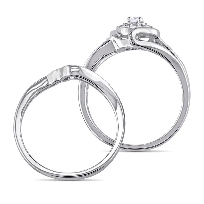 025 CT TW Natural Diamond Swirl Bridal Engagement Ring Set in Sterling Silver Goldia Rings 025 CT TW Natural Diamond Swirl Bridal Engagement Ring Set in Sterling Silver Goldia Rings