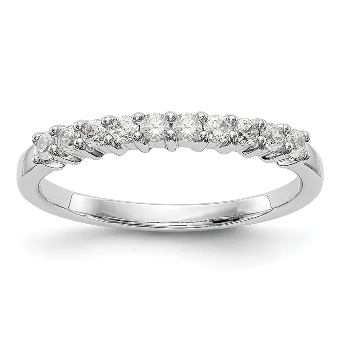 028ct CZ Solid Real 14K White Gold 10Stone Wedding Band Ring Goldia Rings