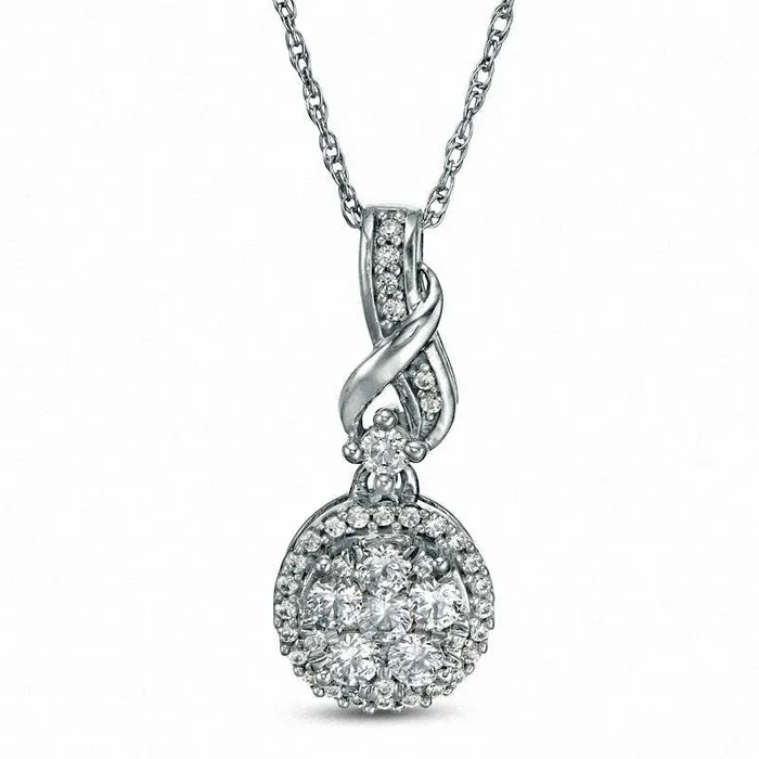 033 CT TW Composite Natural Diamond Twist Pendant in 10K White Gold Goldia Necklaces 033 CT TW Composite Natural Diamond Twist Pendant in 10K White Gold Goldia Necklaces